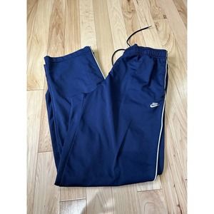 Nike Navy Blue Straight Leg Track Zipper Striped Sweatpants Size Xl
